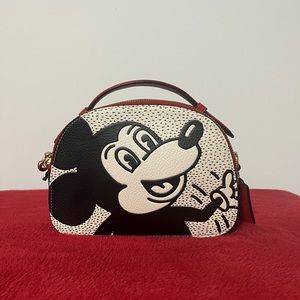 NWT COACH C7234 Disney Mickey Mouse X Keith Haring Serena satchel Chalk multi